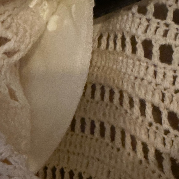 Worthington Cream Crochet Button Up Sweater size L - Picture 5 of 7